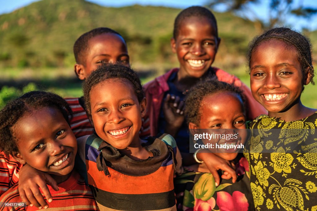 Group of happy African children, East Africa