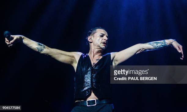 British singer Dave Gahan of the band Depeche Mode performs during a concert in the Ziggo Dome in Amsterdam, The Netherlands on January 13, 2018. /...