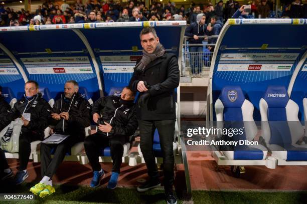 Jocelyn Gourvennec coach of Bordeaux during the Ligue 1 match between Troyes and Bordeaux on January 13, 2018 in Troyes, France.