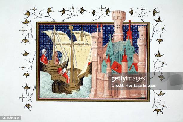 The Duke of Salisbury, John Montacute arriving at Conway Castle from Ireland, facsimile copy from Le Prinse et mort du Roy Richart by Jean Creton...