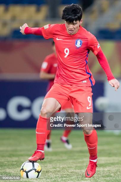Lee Keun-Ho of South Korea in action during the AFC U23 Championship China 2018 Group D match between South Korea and Vietnam at Kunshan Sports...