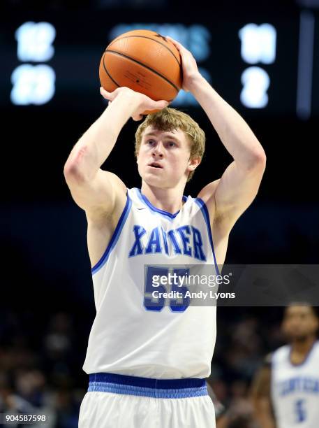 Macura of the Xavier Musketeers shoots the ball against the Creighton Bluejays at Cintas Center on January 13, 2018 in Cincinnati, Ohio.