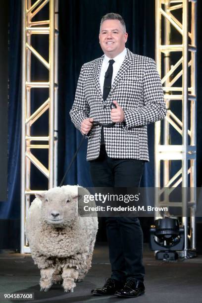 Personality Ross Mathews of 'Nat Geo WILD from the Red Carpet' speaks onstage during the National Geographic Channels portion of the 2018 Winter...