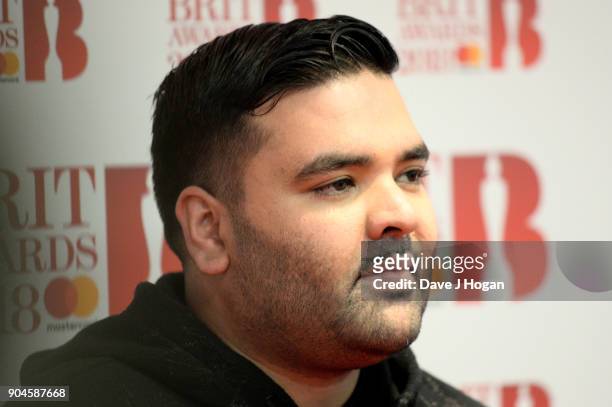 Images from this event are only to be used in relation to this event. Naughty Boy attends The BRIT Awards 2018 nominations photocall held at ITV...