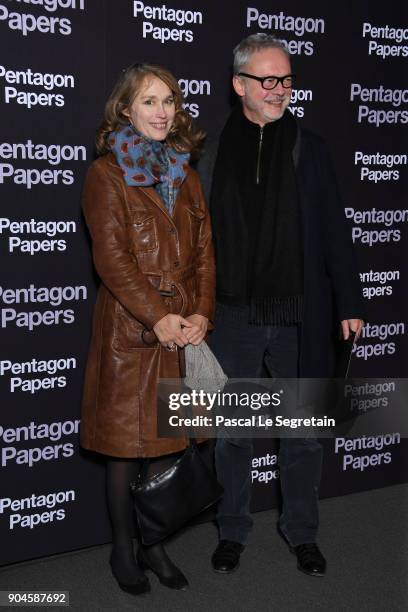 Marianne Basler and the French voice actor of Tom Hanks, Jean-Philippe Puymartin attend "Pentagon Papers" Premiere at Cinema UGC Normandie on January...