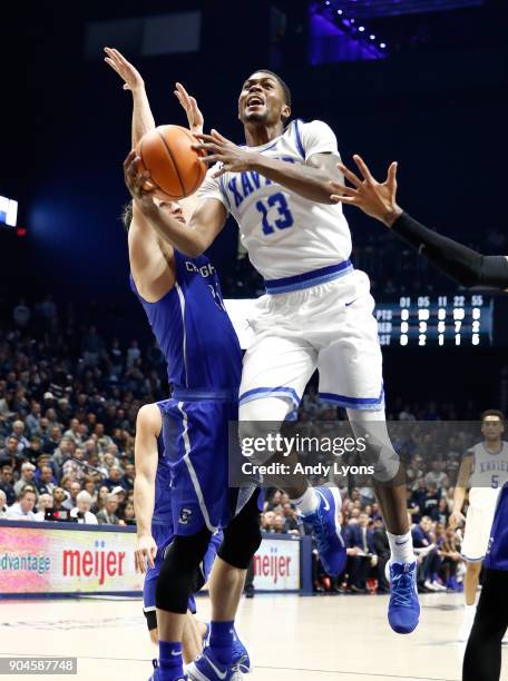 Naji Marshall of the Xavier Musketeers shoots the ball against the Creighton Bluejays at Cintas Center on January 13, 2018 in Cincinnati, Ohio.