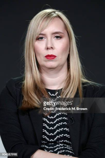 Hidden Figures screenwriter Allison Schroeder of 'America Inside Out with Katie Couric' speaks onstage during the National Geographic Channels...