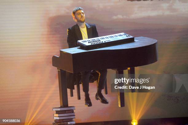 Images from this event are only to be used in relation to this event. Jack Patterson of Clean Bandit performs at the BRIT Awards 2018 nominations at...