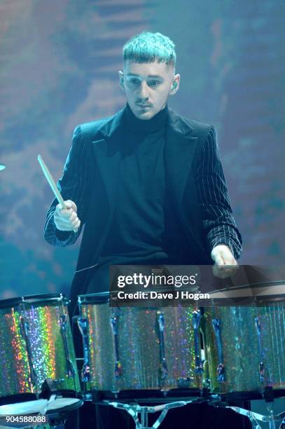 Images from this event are only to be used in relation to this event. Luke Patterson of Clean Bandit performs at the BRIT Awards 2018 nominations at...