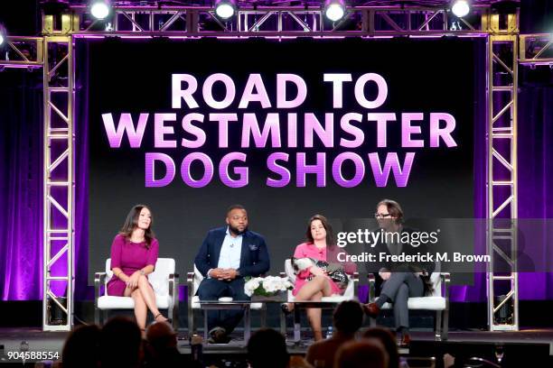 Director of Communications, Westminster Kennel Club, Gail Miller Bisher, Westminster Dog Show contenders Remy Smith-Lewis and Brandi Ritchie, and...