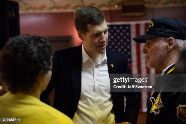 Democrat Conor Lamb, a former U.S. Attorney and US Marine Corps veterans running to represent Pennsylvania's 18th congressional district, speaks to...