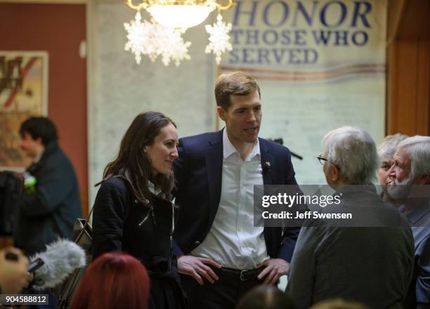 Democrat Conor Lamb, a former U.S. Attorney and US Marine Corps veteran running to represent Pennsylvania's 18th congressional district, before a...