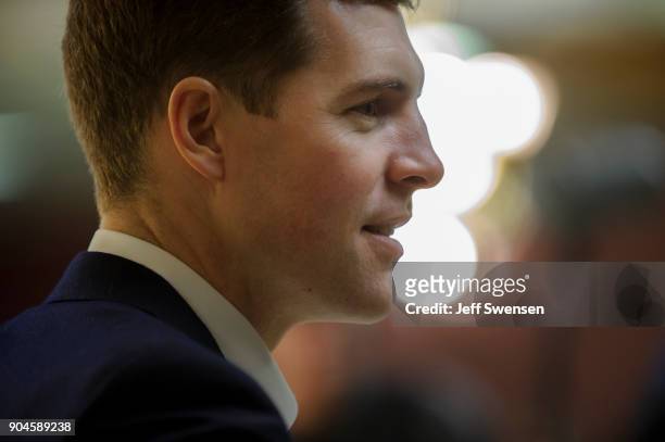 Democrat Conor Lamb, a former U.S. Attorney and US Marine Corps veteran running to represent Pennsylvania's 18th congressional district, before a...
