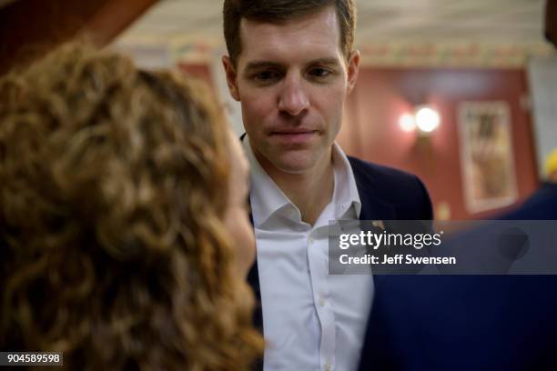 Democrat Conor Lamb, a former U.S. Attorney and US Marine Corps veteran running to represent Pennsylvania's 18th congressional district, before a...