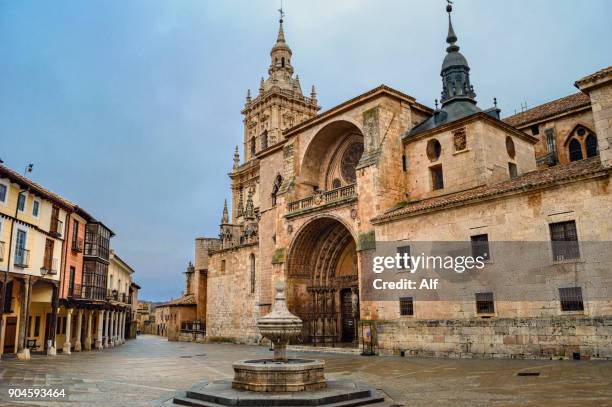 cathedral square in burgo de osma, soria, spain - burgo de osma stock pictures, royalty-free photos & images