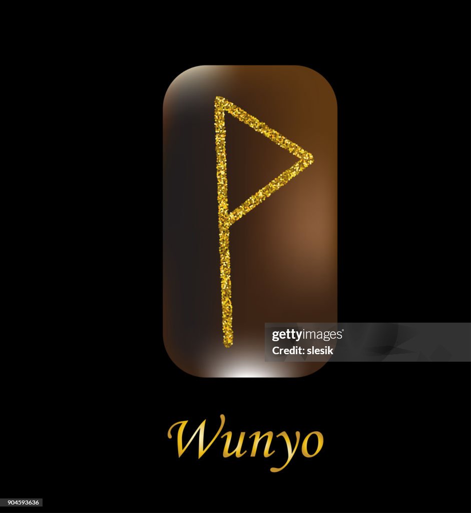Dust And Runes Vector Illustration Of Characters Rune Gold Dust On A Wooden Form On A ...