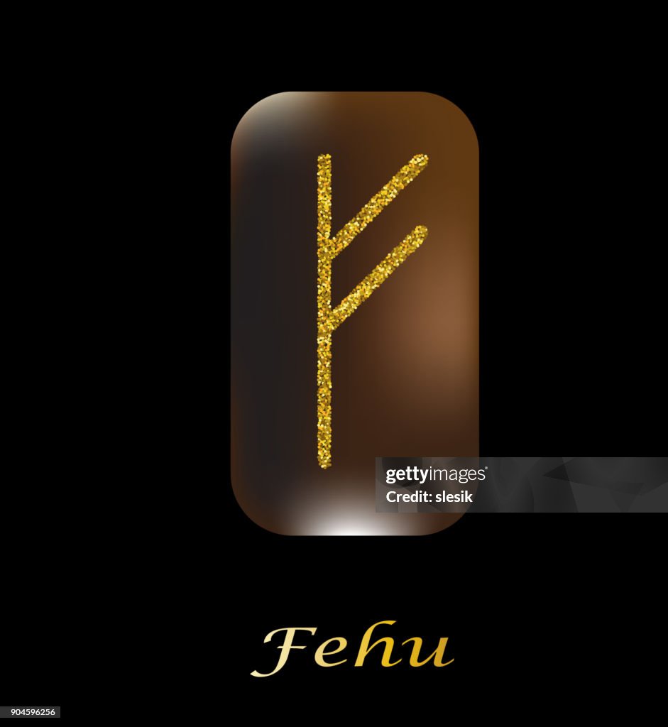 Dust And Runes Vector Illustration Of Characters Rune Gold Dust On A Wooden Form On A ...