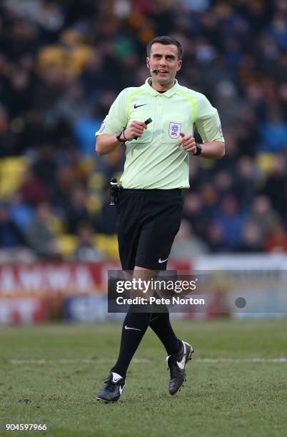 Referee Craig Hicks in action during the Sky Bet League One match between Bradford City and Northampton Town at Northern Commercials Stadium, Valley...