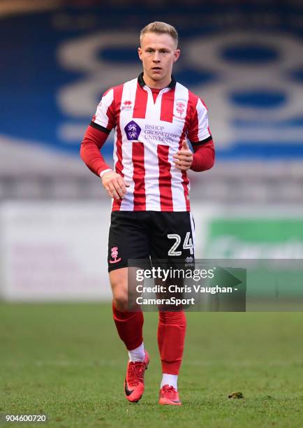 Lincoln City's Danny Rowe during the Sky Bet League Two match between Lincoln City and Notts County at Sincil Bank Stadium on January 13, 2018 in...