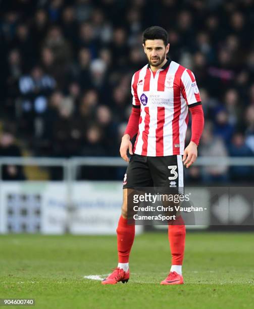 Lincoln City's Sam Habergham during the Sky Bet League Two match between Lincoln City and Notts County at Sincil Bank Stadium on January 13, 2018 in...