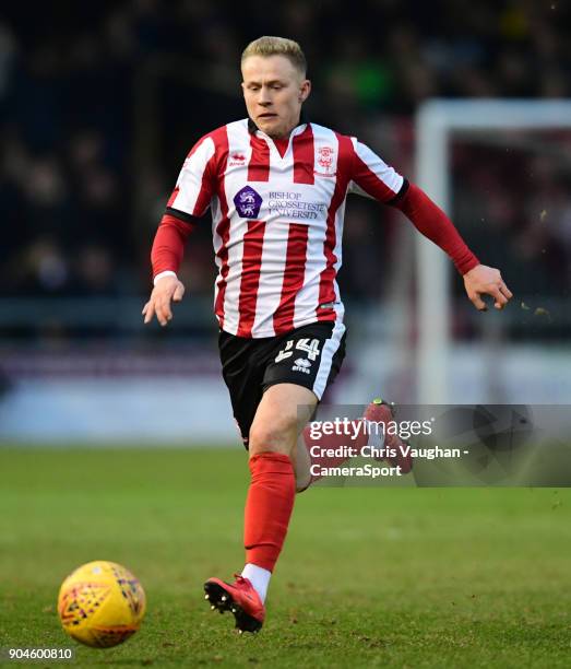 Lincoln City's Danny Rowe during the Sky Bet League Two match between Lincoln City and Notts County at Sincil Bank Stadium on January 13, 2018 in...