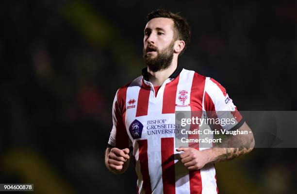 Lincoln City's Ollie Palmer during the Sky Bet League Two match between Lincoln City and Notts County at Sincil Bank Stadium on January 13, 2018 in...