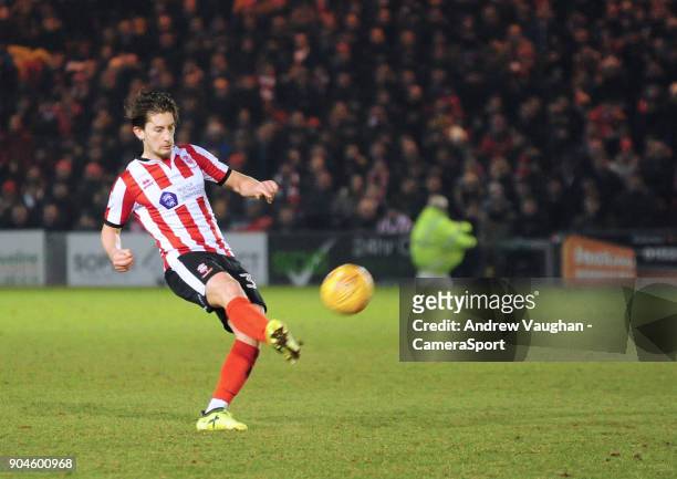 Lincoln City's Alex Woodyard during the Sky Bet League Two match between Lincoln City and Notts County at Sincil Bank Stadium on January 13, 2018 in...