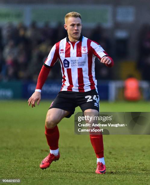 Lincoln City's Danny Rowe during the Sky Bet League Two match between Lincoln City and Notts County at Sincil Bank Stadium on January 13, 2018 in...