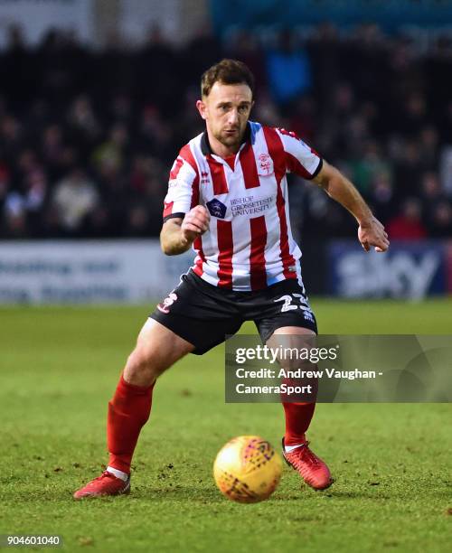 Lincoln City's Neal Eardley during the Sky Bet League Two match between Lincoln City and Notts County at Sincil Bank Stadium on January 13, 2018 in...