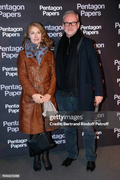Actress Marianne Basler and the French voice actor of Tom Hanks, Jean-Philippe Puymartin attend the "Pentagon Papers" Paris Premiere at Cinema UGC...