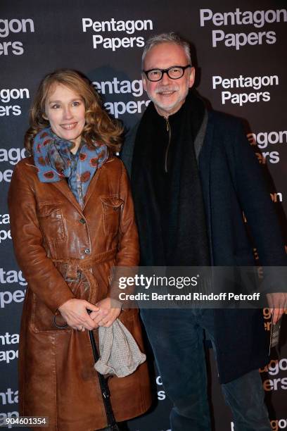 Actress Marianne Basler and the French voice actor Jean-Philippe Puymartin attend the "Pentagon Papers" Paris Premiere at Cinema UGC Normandie on...