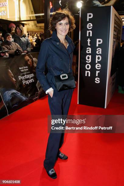 Model Ines de La Fressange attends the "Pentagon Papers" Paris Premiere at Cinema UGC Normandie on January 13, 2018 in Paris, France.