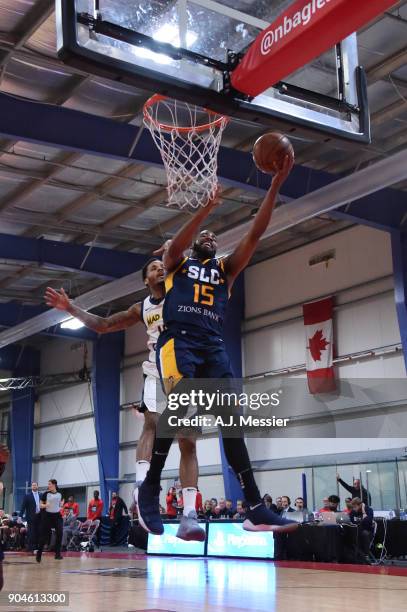 Deonte Burton of the Salt Lake City Stars handles the ball during the NBA G-League Showcase Game 23 between the Salt Lake City Stars and the Fort...