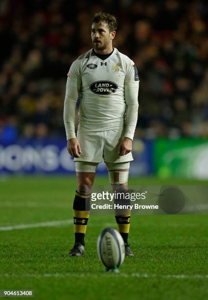 Danny Cipriani of Wasps during the European Rugby Champions Cup match between Harlequins and Wasps at Twickenham Stoop on January 13, 2018 in London,...