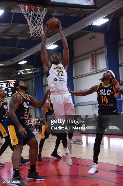 Skylar Spencer of the Fort Wayne Mad Ants handles the ball during the NBA G-League Showcase Game 23 between the Salt Lake City Stars and the Fort...