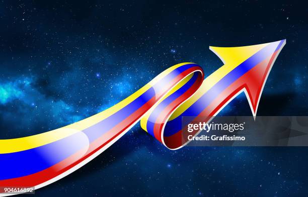 kolumbien-flagge mit pfeil nach oben - height chart stock-grafiken, -clipart, -cartoons und -symbole