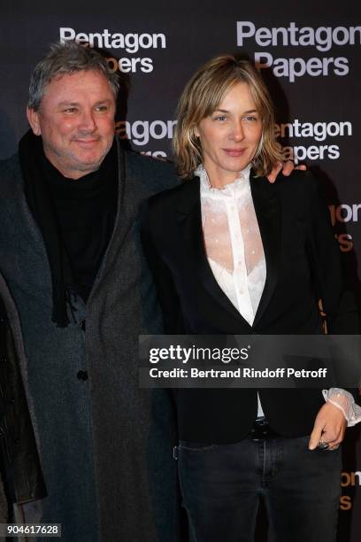 Zadig & Voltaire Founder, Thierry Gillier and Zadig & Voltaire Designer Cecilia Bonstrom attend the "Pentagon Papers" Paris Premiere at Cinema UGC...