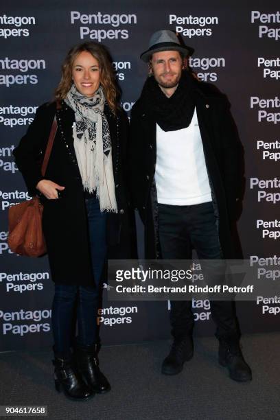 Actress Elodie Fontan and Actor Philippe Lacheau attend the "Pentagon Papers" Paris Premiere at Cinema UGC Normandie on January 13, 2018 in Paris,...