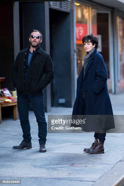 Jude Law and Blake Lively are seen filming 'The Rhythm Section' in Chinatown on January 13, 2018 in New York City.