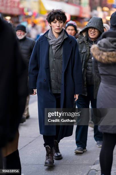 Blake Lively is seen filming 'The Rhythm Section' in Chinatown on January 13, 2018 in New York City.