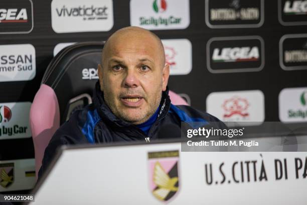 Citta Di Palermo head coach Bruno Tedino attends a press conference on January 12, 2018 in Palermo, Italy.