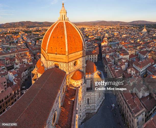 high angle view of the duomo santa maria del fiore and skyline, florence,italy. - florence_italy stock pictures, royalty-free photos & images