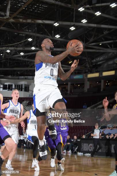 Jamel Artis of the Lakeland Magic handles the ball during the NBA G-League Showcase Game 24 between the South Bay Lakers and the Lakeland Magic on...