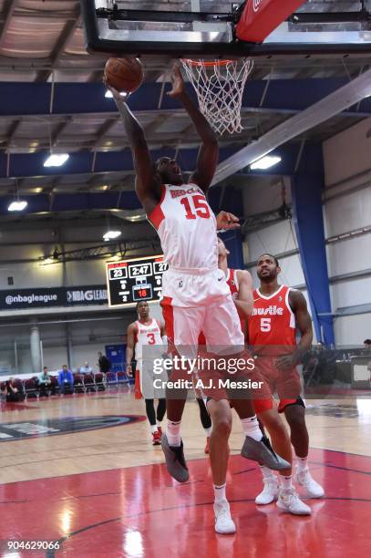 Anthony Bennett of the Maine Red Claws handles the ball during the NBA G-League Showcase Game 25 between the Memphis Hustle and the Maine Red Claws...