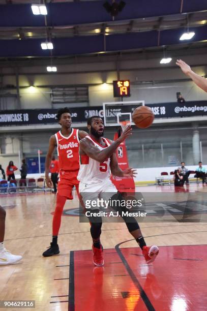 Kadeem Allen of the Maine Red Claws passes the ball during the NBA G-League Showcase Game 25 between the Memphis Hustle and the Maine Red Claws on...