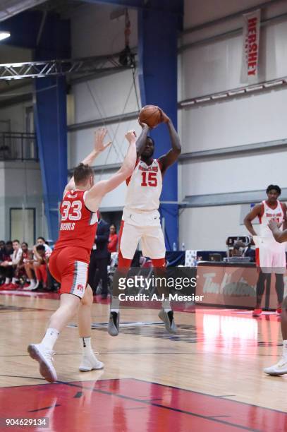 Anthony Bennett of the Maine Red Claws handles the ball during the NBA G-League Showcase Game 25 between the Memphis Hustle and the Maine Red Claws...