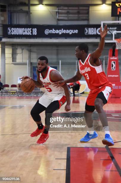 Kadeem Allen of the Maine Red Claws handles the ball during the NBA G-League Showcase Game 25 between the Memphis Hustle and the Maine Red Claws on...