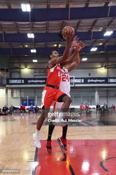 Myke Henry of the Memphis Hustle handles the ball during the NBA G-League Showcase Game 25 between the Memphis Hustle and the Maine Red Claws on...