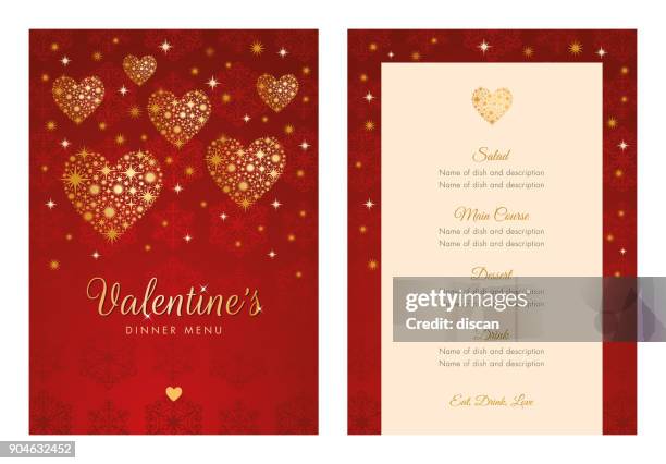 stockillustraties, clipart, cartoons en iconen met aftelkalender voor valentijnsdag-menu - gold meets golden