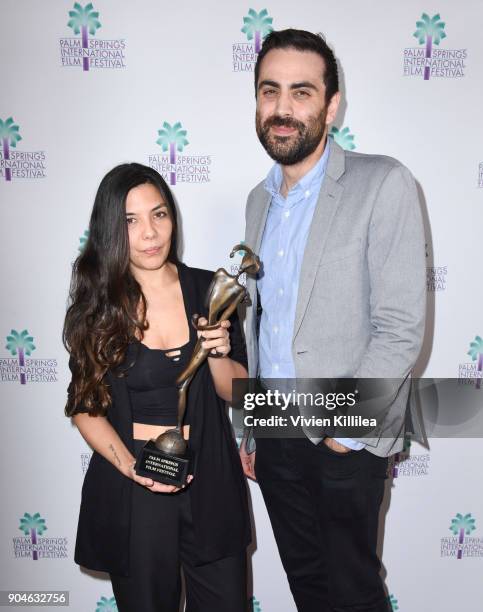 Laura Mora and artistic director of the Palm Springs International Film Festival Michael Lerman attend the 29th Annual Palm Springs International...
